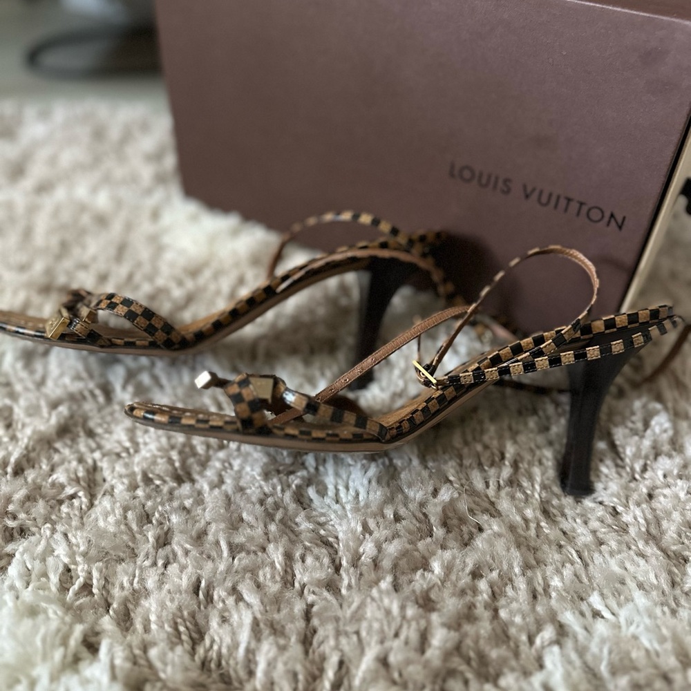 Louis Vuitton Brown Heels with Intricate Straps - Picture 3 of 5